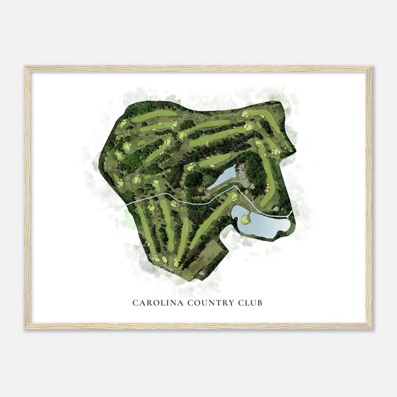 Carolina Country Club North Carolina Classic Watercolor Map Golfer Gift Golf Wall Art Golf Poster Print Course Layout
