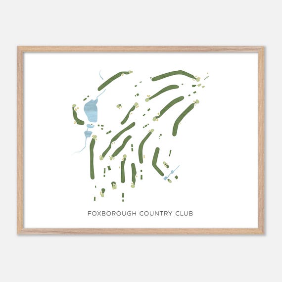 Foxborough Country Club In Foxboro Massachusetts Modern Watercolor Map Golfer Gift Golf Wall Art Golf Poster Print Course Layout