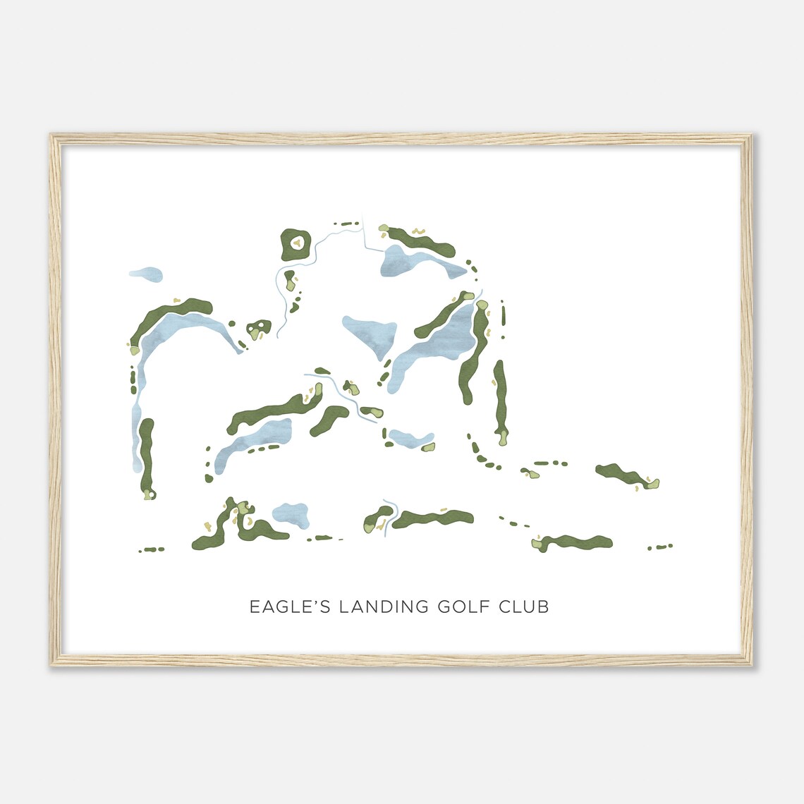 Eagles Landing Golf Club Elegant Minimalist Watercolor Map Poster - Image 2