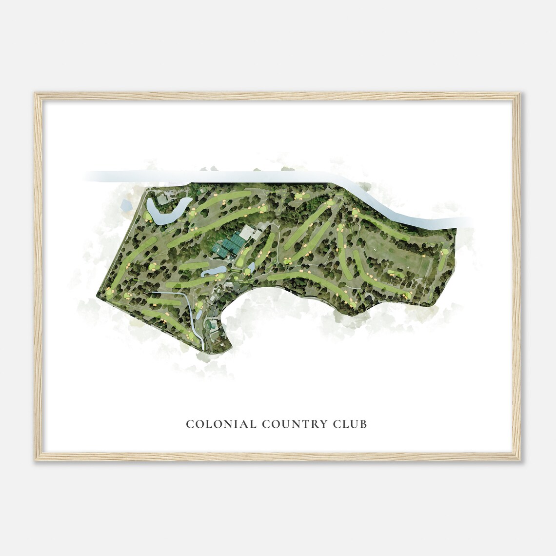 Colonial Country Club Texas Classic Watercolor Golf Map Poster