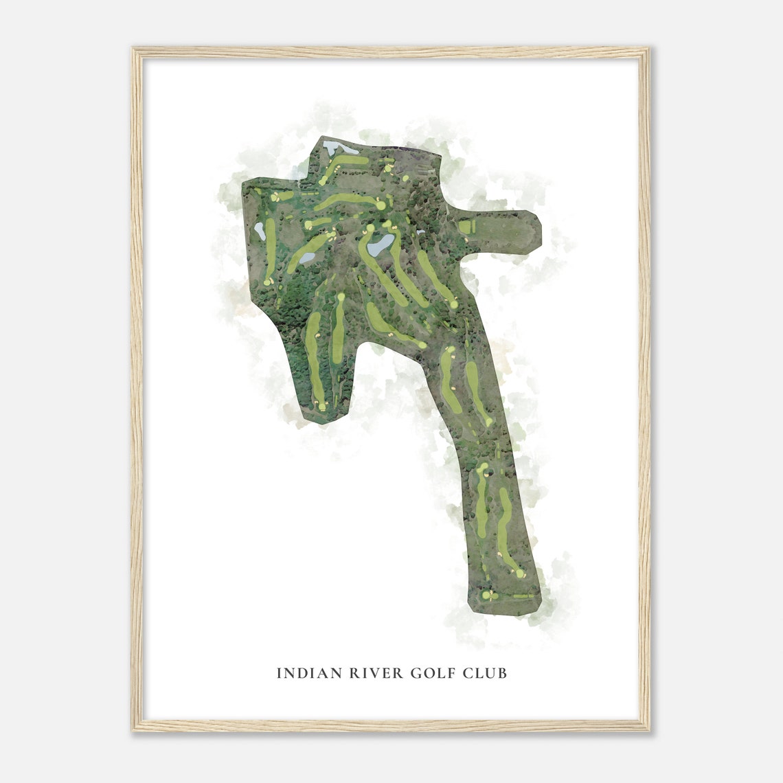 Indian River Golf Club Watercolor Style Golf Course Map Poster - Image 2