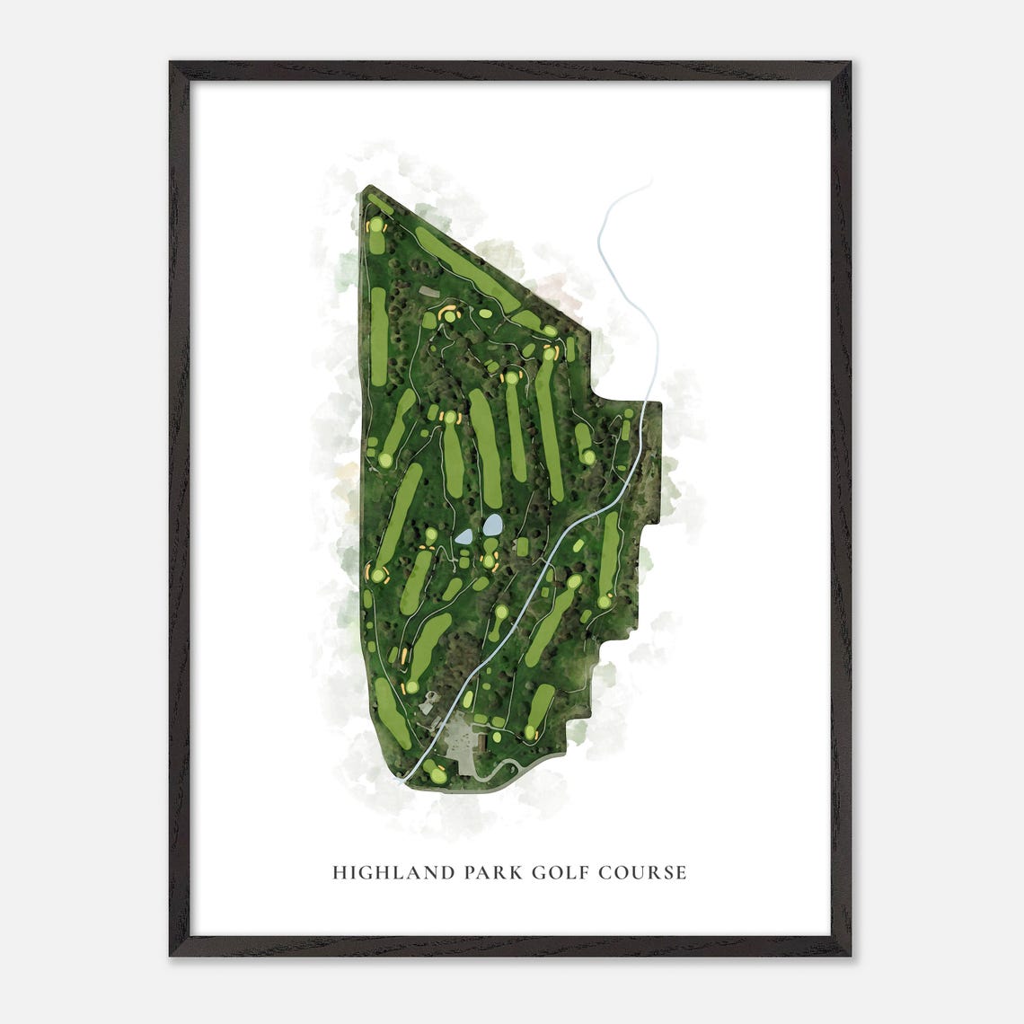 Highland Park Golf Course Watercolor Map Art Golfer Gift Poster - Image 3