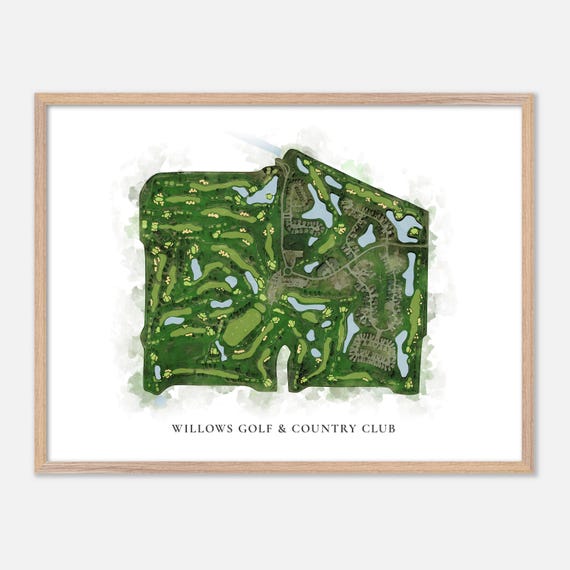Willows Golf Country Club In Saskatoon Canada Classic Watercolor Map Golfer Gift Golf Wall Art Golf Poster Print Course Layout