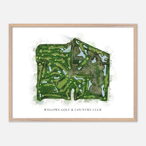 Willows Golf & Country Club Saskatoon Canada Classic Watercolor Course Map Poster