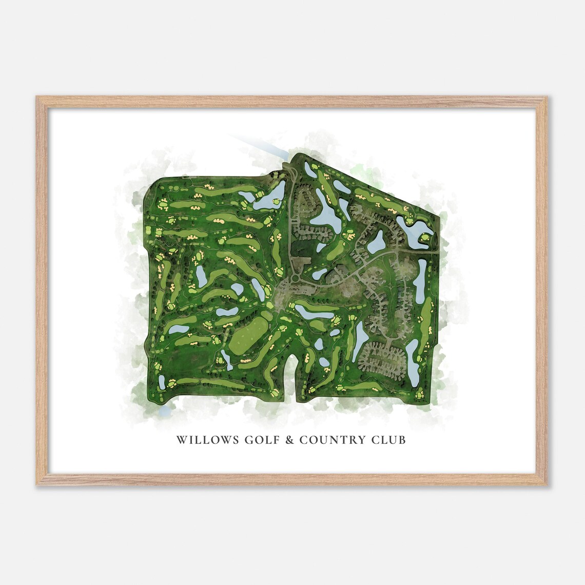 Willows Golf & Country Club Saskatoon Canada Classic Watercolor Course Map Poster