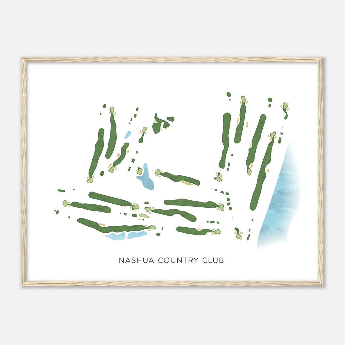 Nashua Country Club Modern Watercolor Minimalist Course Map Poster - Image 2