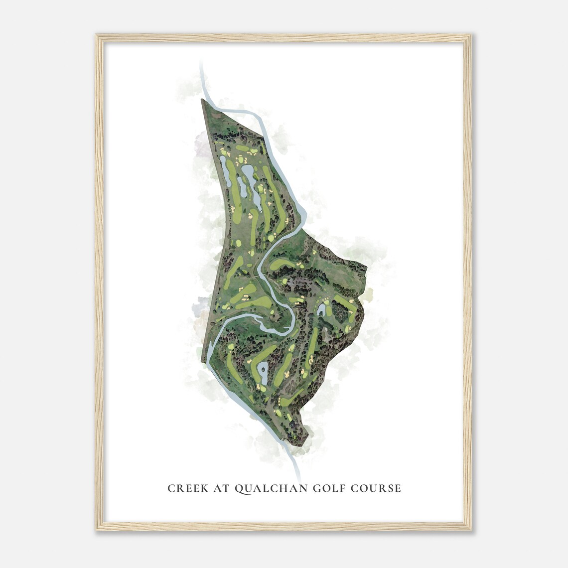 Creek At Qualchan Golf Course Washington Classic Watercolor Map Golfer Gift Golf Wall Art Golf Poster Print Course Layout - Image 2