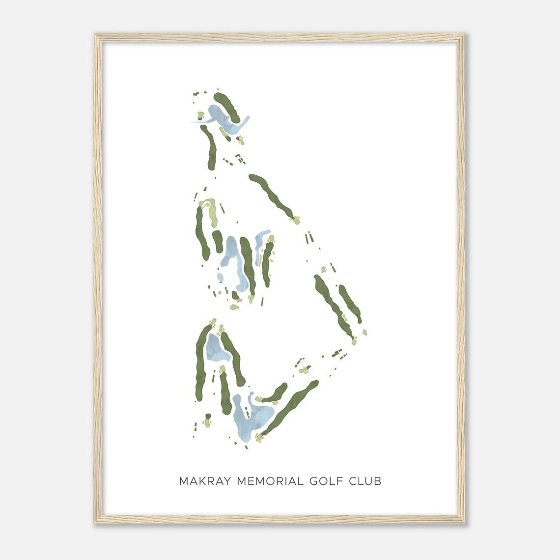 Makray Memorial Golf Club Minimalist Watercolor Map Golfer Poster - Image 2