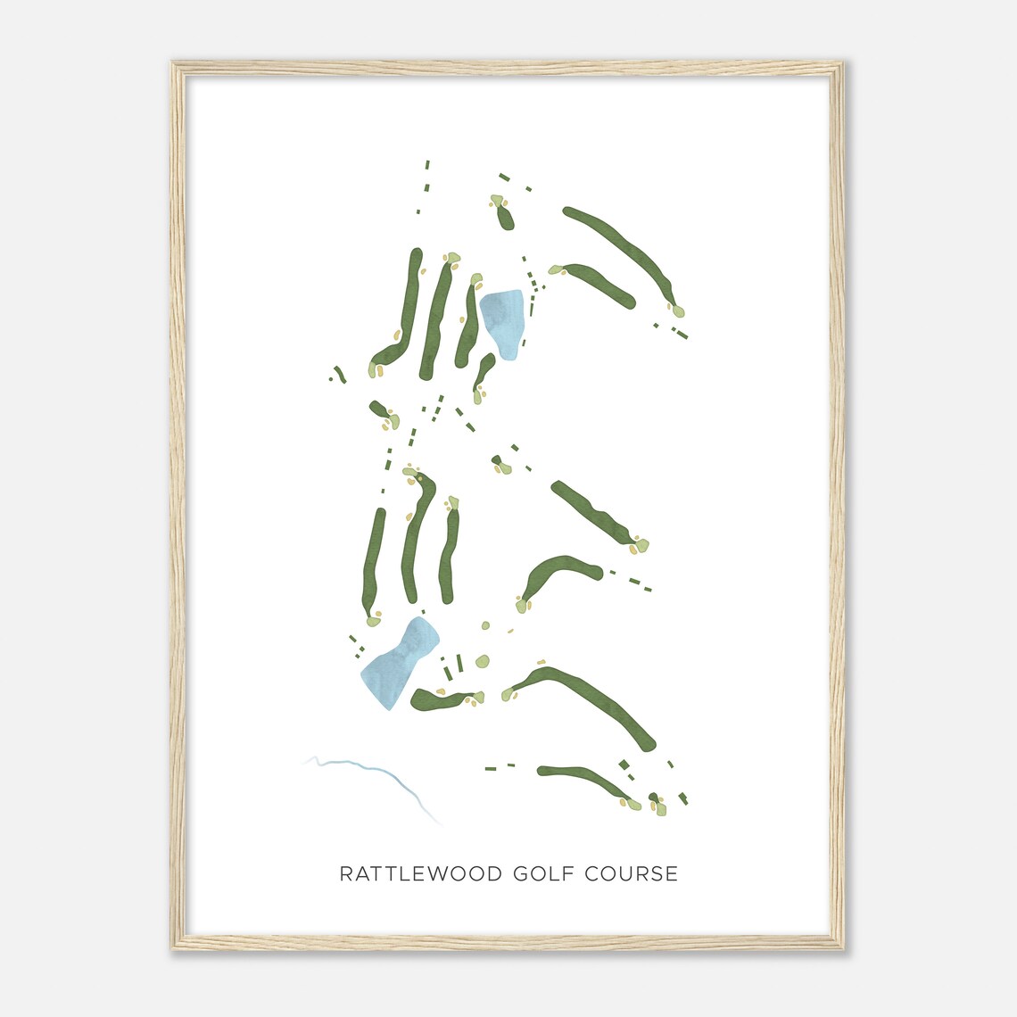 Rattlewood Golf Course Maryland Modern Watercolor Map Poster