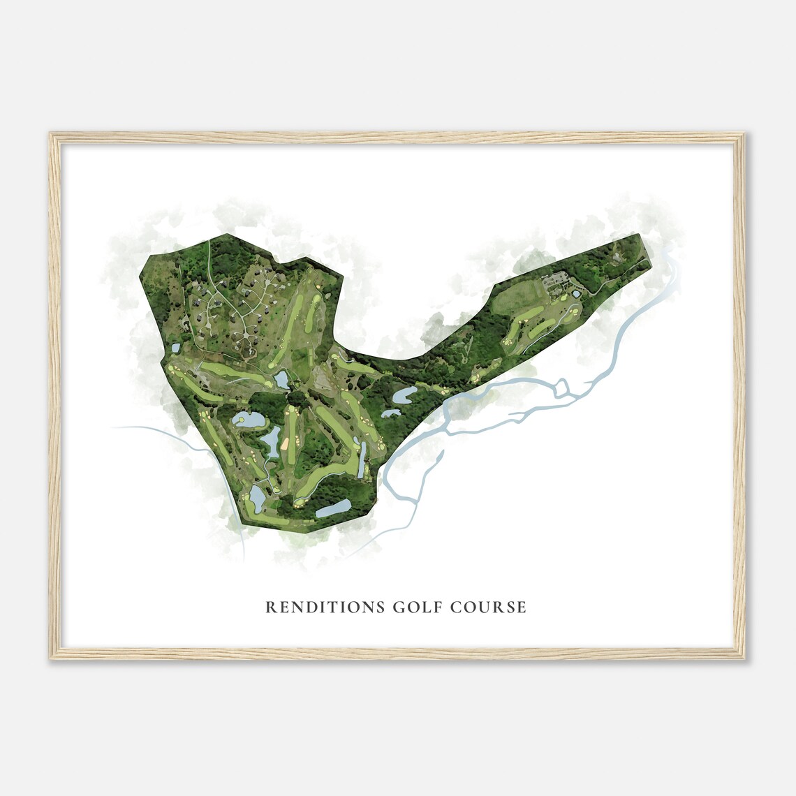 Renditions Golf Course Maryland Watercolor Map Art Print
