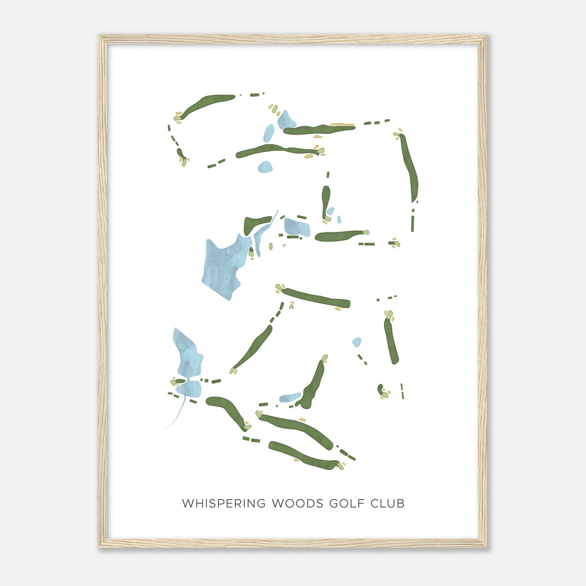 Whispering Woods Golf Club North Carolina Modern Watercolor Golf Map Poster - Image 2