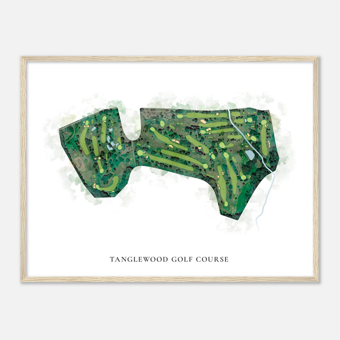 Tanglewood Golf Course Satellite Aerial Watercolor Map Layout Poster - Image 2