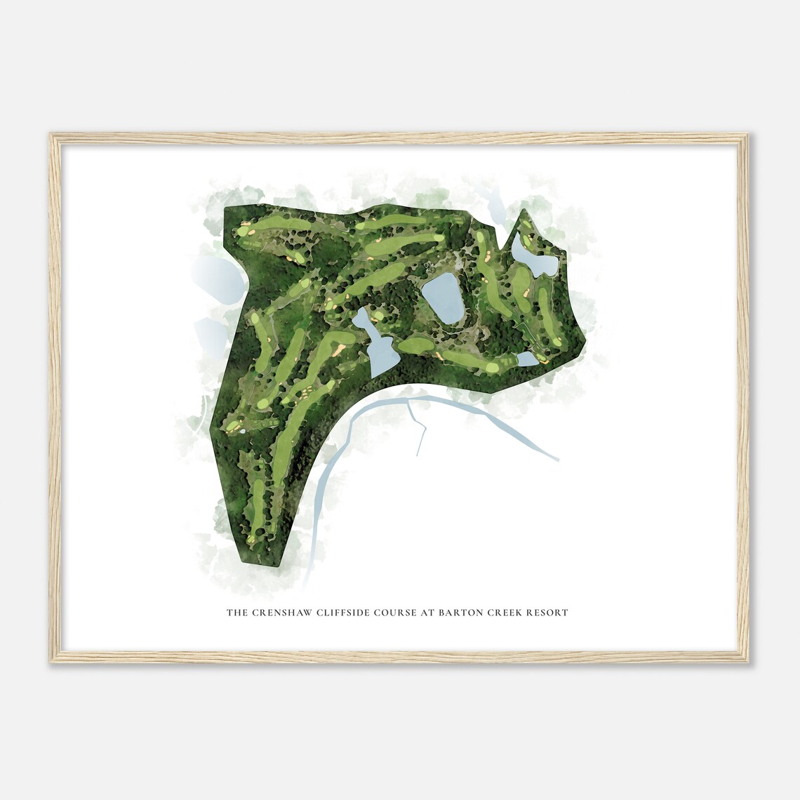 Crenshaw Cliffside Course at Barton Creek Resort Texas Classic Watercolor Map Golf Poster - Image 2
