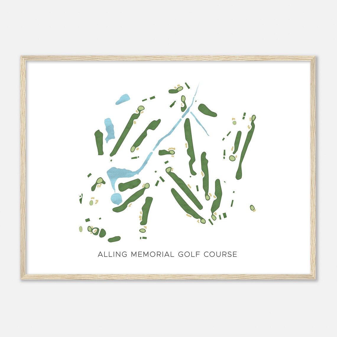 Alling Memorial Golf Course Connecticut Modern Watercolor Map Golfer Gift Golf Wall Art Golf Poster Print Course Layout - Image 2