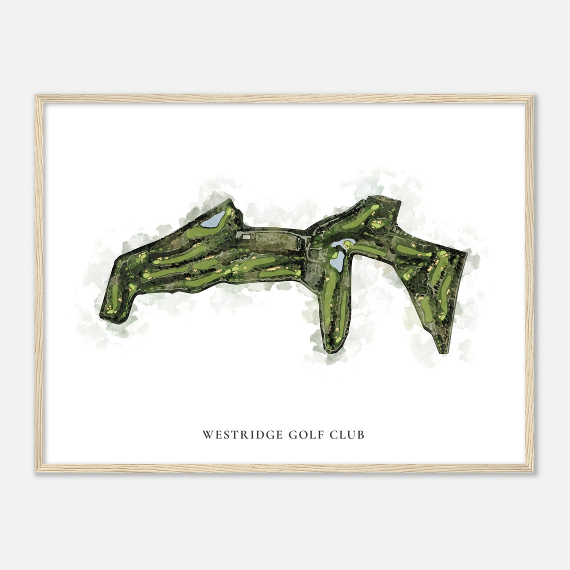 Westridge Golf Club Classic Watercolor Aerial Course Map Poster