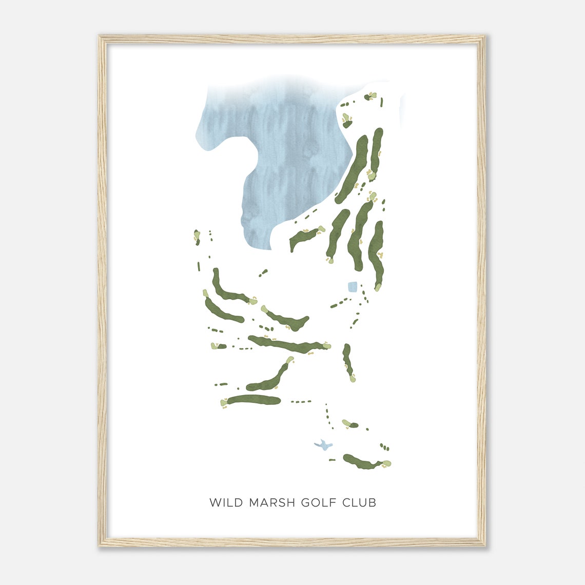Wild Marsh Golf Club Watercolor Course Fairway Hole Map Art Poster