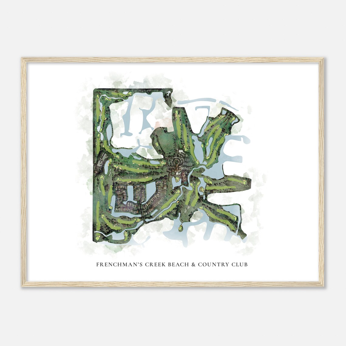 Frenchman's Creek Beach & Country Club Classic Watercolor Golf Course Map Poster - Image 2