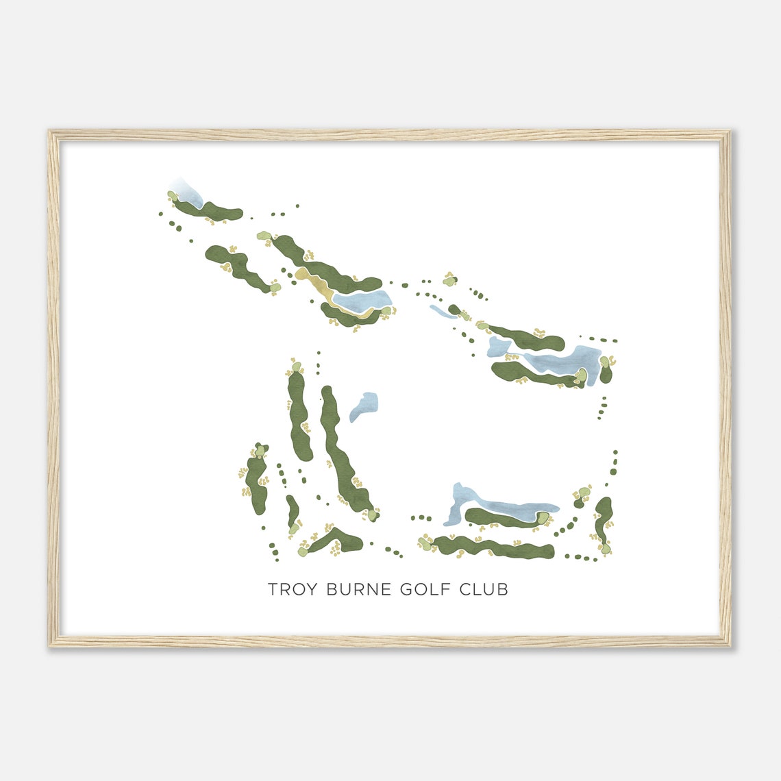 Troy Burne Golf Club Modern Minimalist Watercolor Map Poster - Image 2