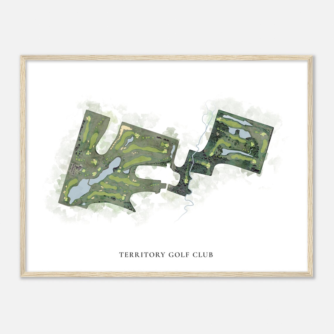 Territory Golf Club Classic Aerial Watercolor Course Map Poster - Image 2