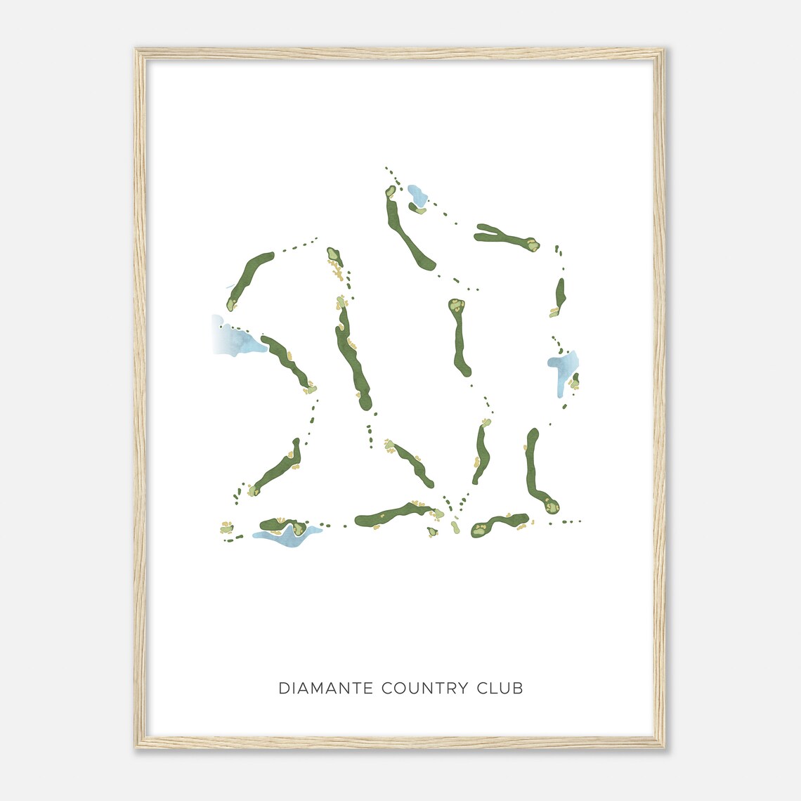 Diamante Country Club Arkansas Modern Watercolor Course Map Poster