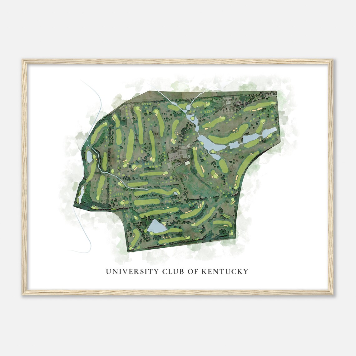 University Club of Kentucky Classic Watercolor Golf Course Map Poster