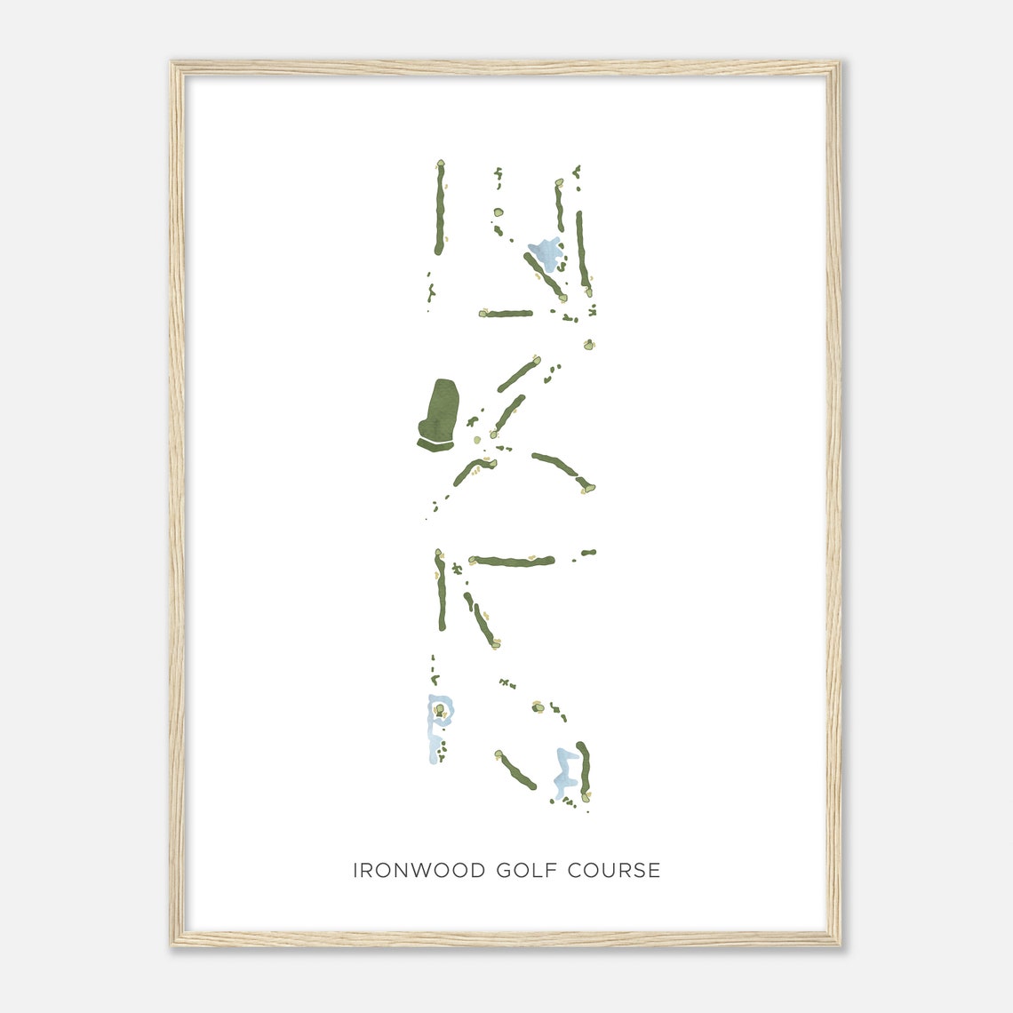 Ironwood Golf Course Aerial Watercolor Map Minimal Art Poster