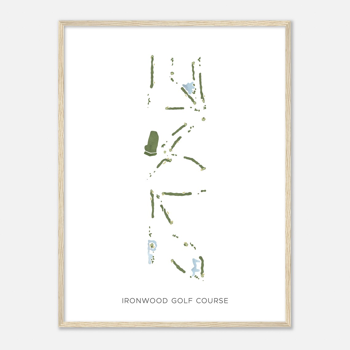 Ironwood Golf Course Illinois Modern Watercolor Map Golfer Gift Golf Wall Art Golf Poster Print Course Layout