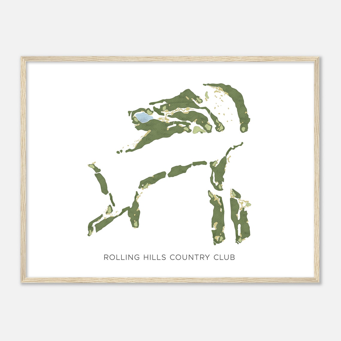 Rolling Hills Country Club Modern Minimalist Course Map Poster - Image 2