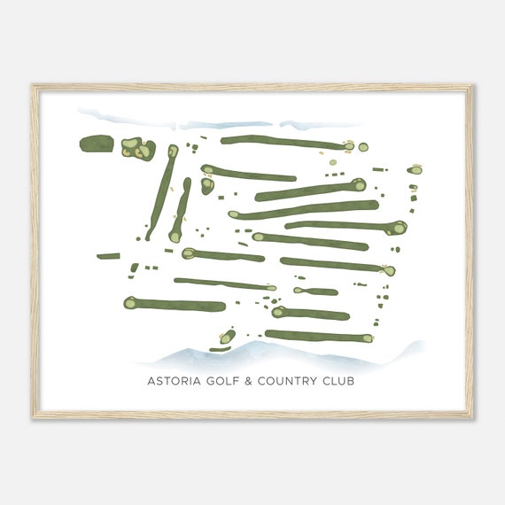 Astoria Golf Country Club Oregon Modern Watercolor Map Golfer Gift Golf Wall Art Golf Poster Print Course Layout
