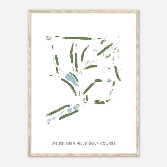 Weissinger Hills Golf Course Modern Watercolor Golf Map Poster