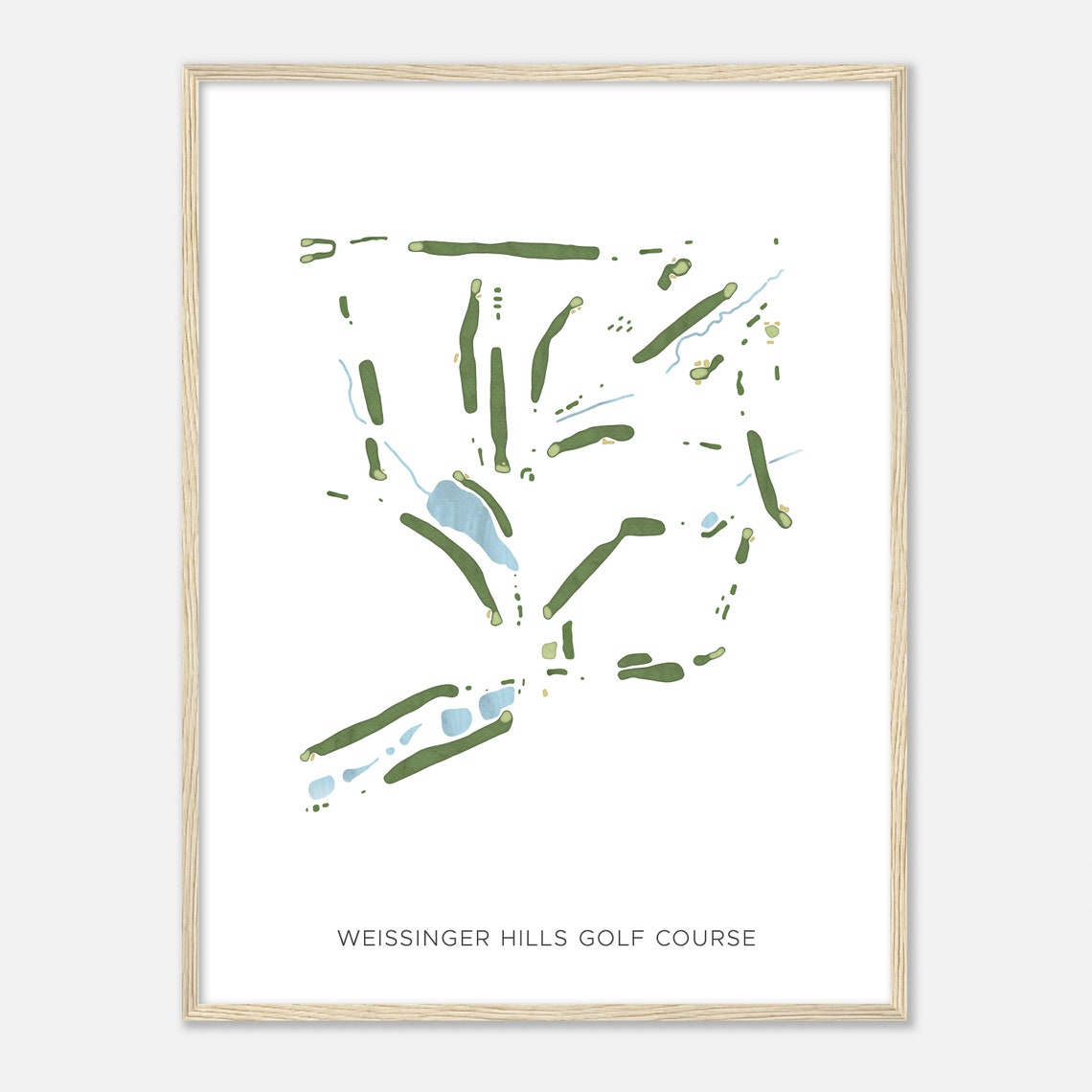 Weissinger Hills Golf Course Modern Watercolor Golf Map Poster