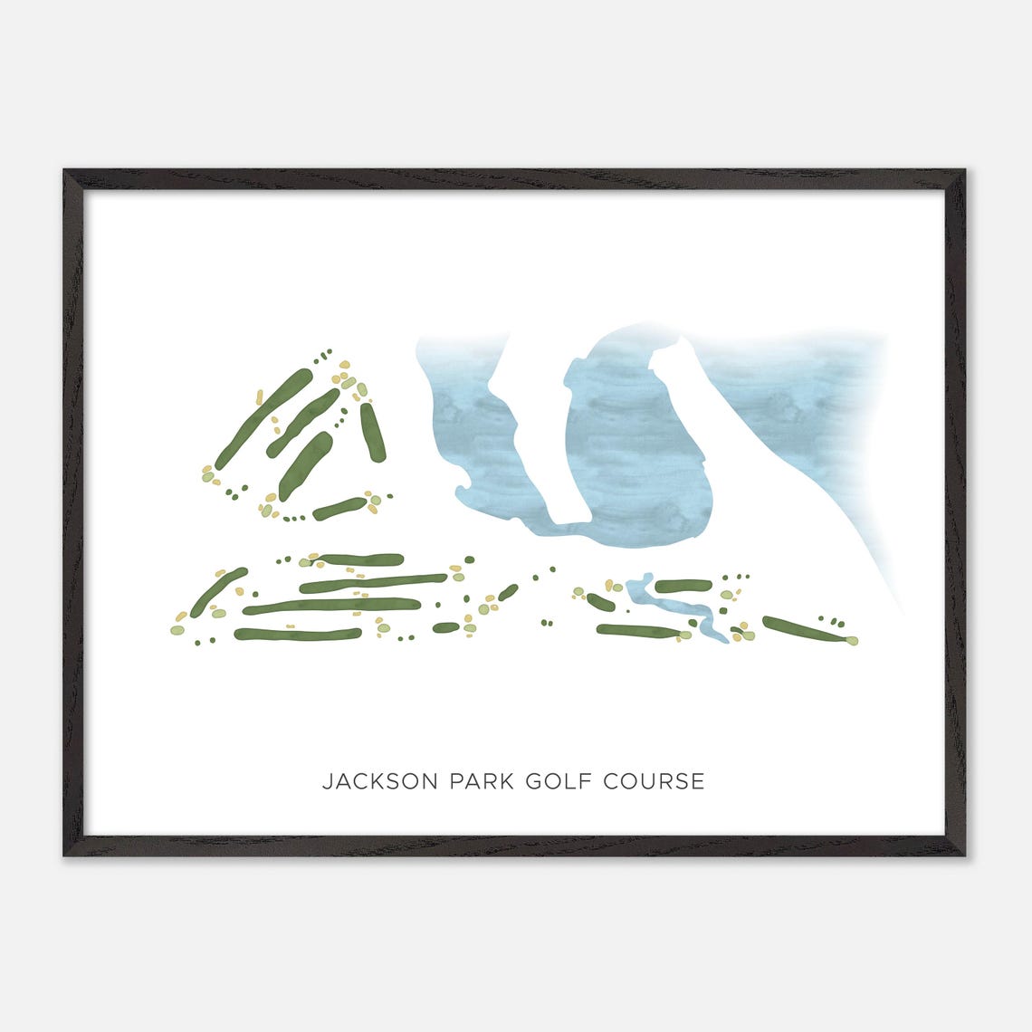 Jackson Park Golf Course Minimalist Watercolor Map Art Poster - Image 5