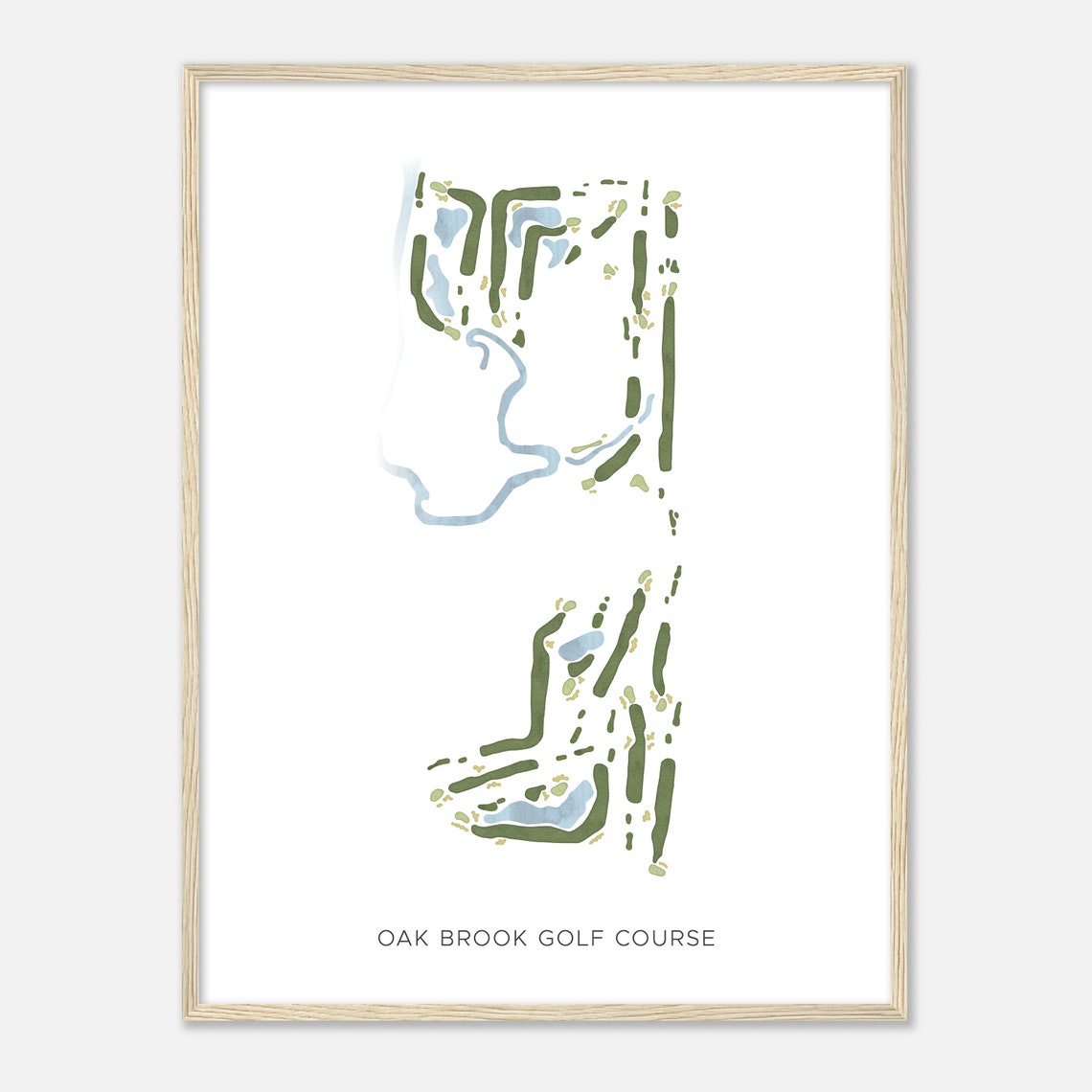 Oak Brook Golf Course Illinois Modern Watercolor Map Golfer Gift Golf Wall Art Golf Poster Print Course Layout