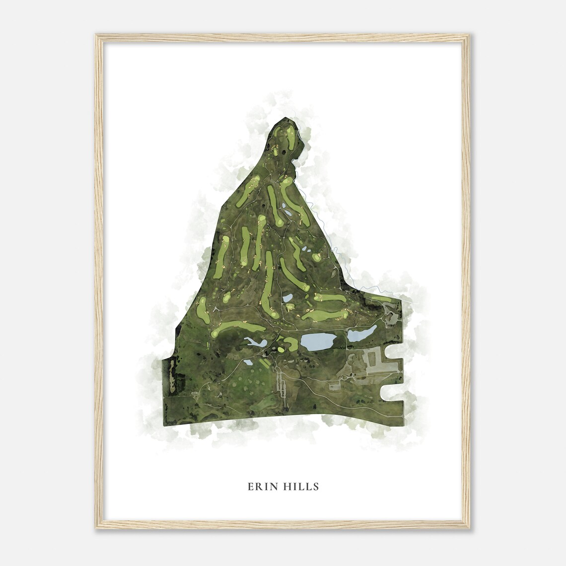 Erin Hills Wisconsin Classic Watercolor Map, Golf Poster Print - Image 2