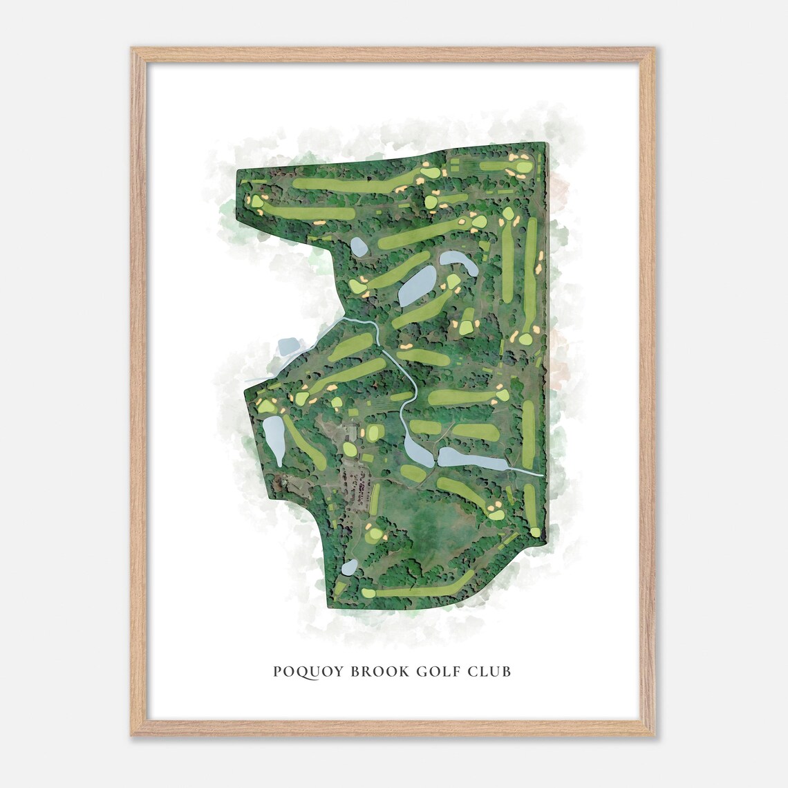 Poquoy Brook Golf Club Massachusetts Classic Watercolor Map Poster - Image 2