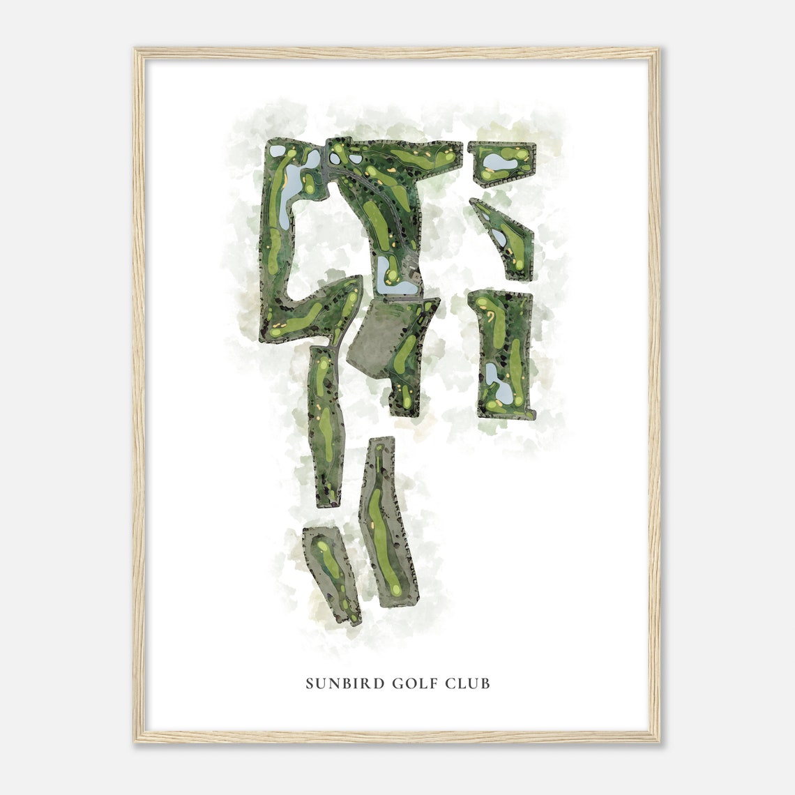 Sunbird Golf Club Classic Watercolor Course Map Golfer Gift Poster