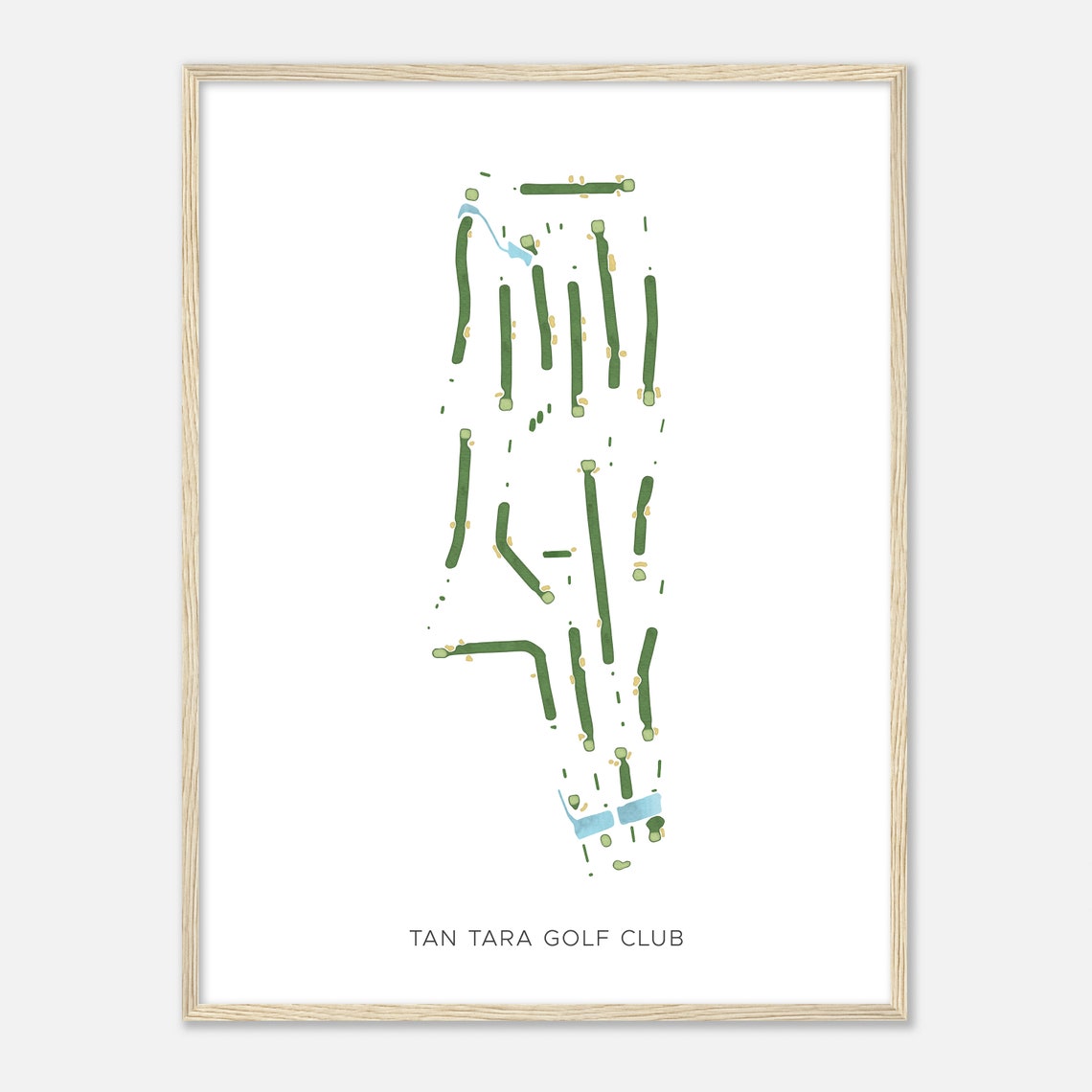 Tan Tara Golf Club Minimalist Fairway Line Course Map Poster - Image 2