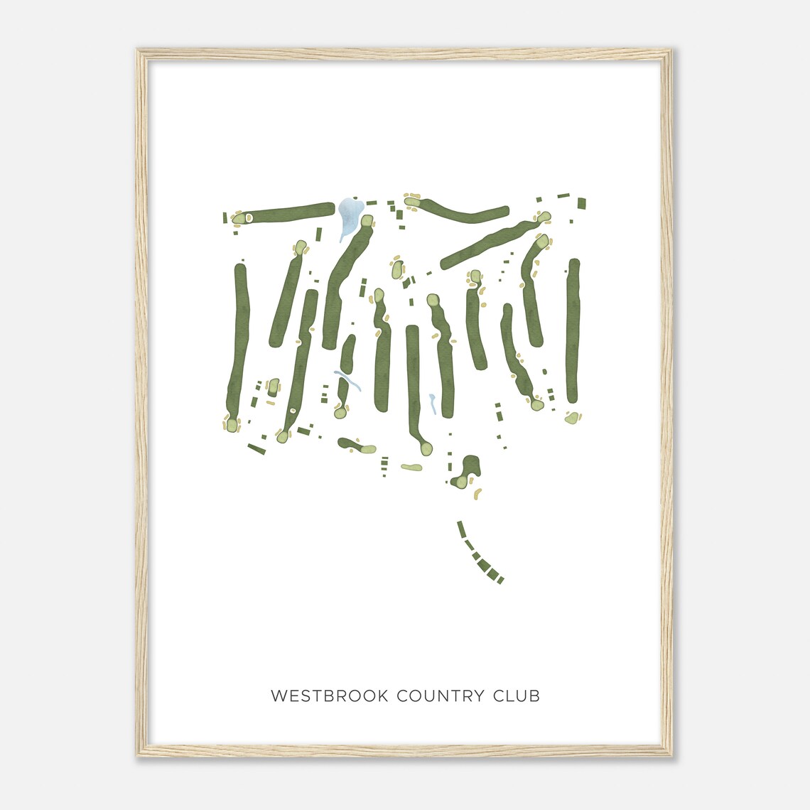 Westbrook Country Club Modern Minimalist Watercolor Map Poster