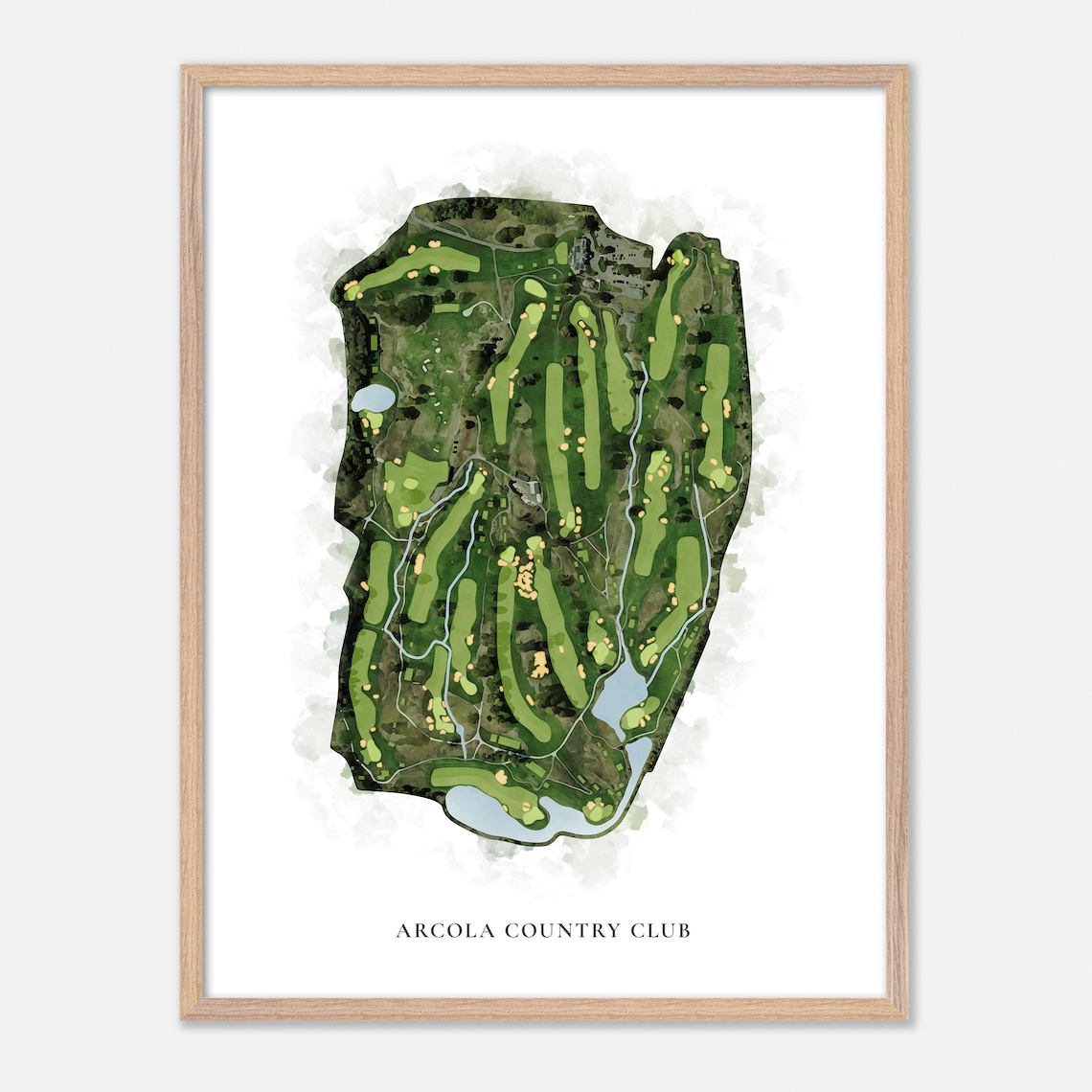 Arcola Country Club New Jersey Classic Watercolor Aerial Poster - Image 2