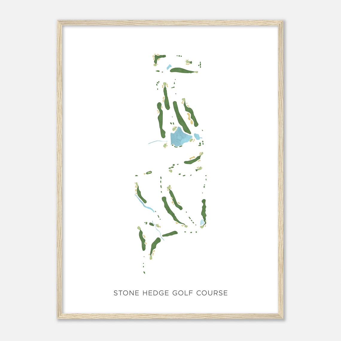 Stone Hedge Golf Course Minimalist Fairway Watercolor Map Poster