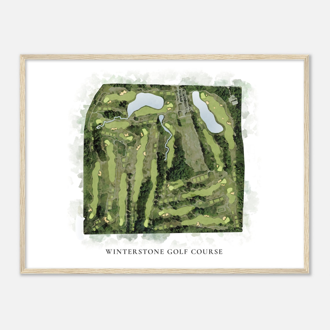Winterstone Golf Course Classic Watercolor Course Map Art Poster