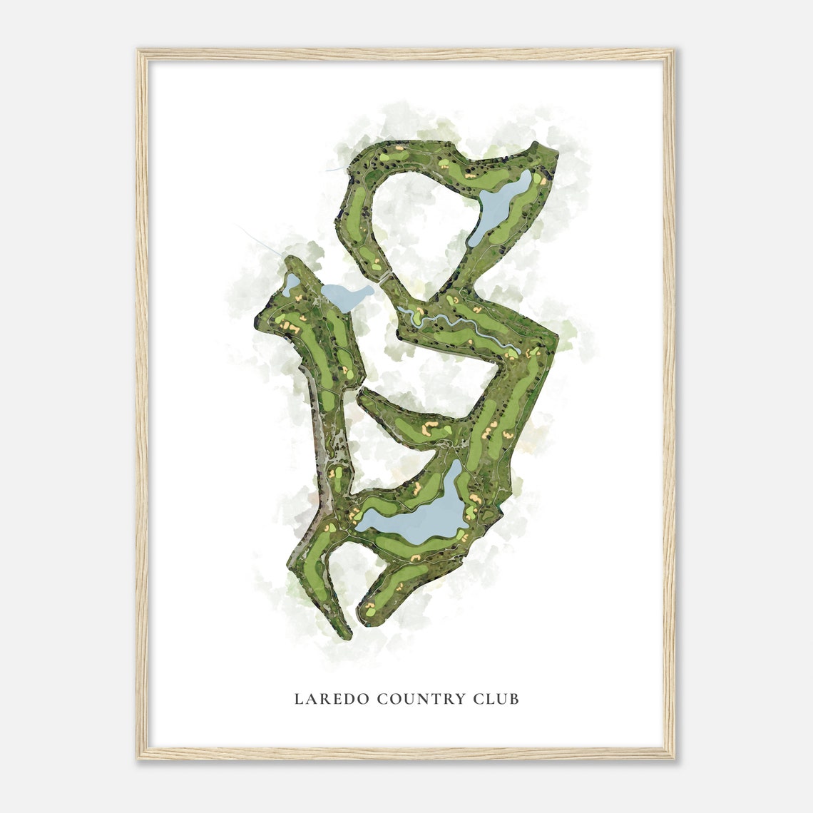 Laredo Country Club Golf Course Aerial Watercolor Map Poster - Image 2