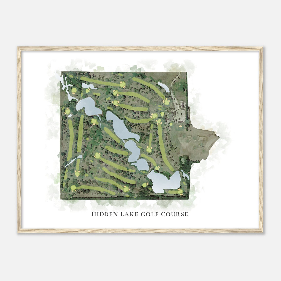 Hidden Lake Golf Course Watercolor Aerial Golf Course Map Poster - Image 2