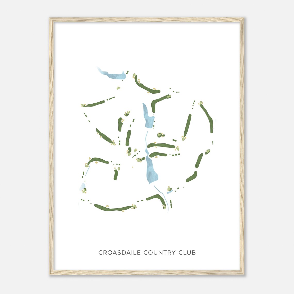 Croasdaile Country Club Modern Watercolor Golf Course Map Poster - Image 2