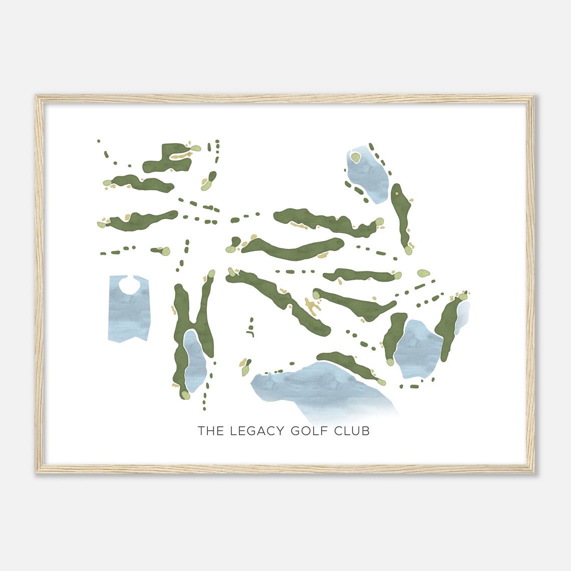 The Legacy Golf Club Modern Watercolor Course Map Gift Poster