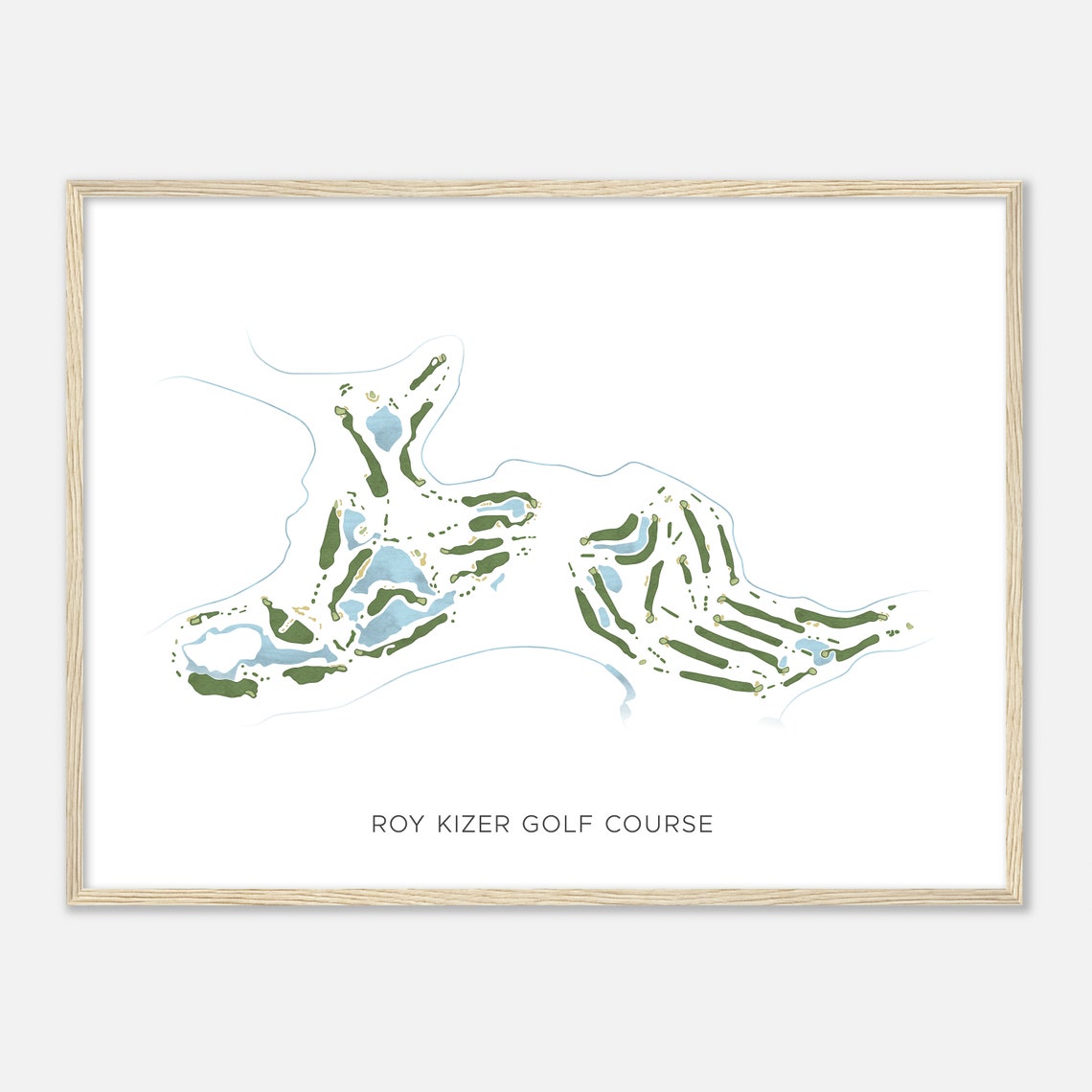 Roy Kizer Golf Course Texas Modern Watercolor Golf Map Poster