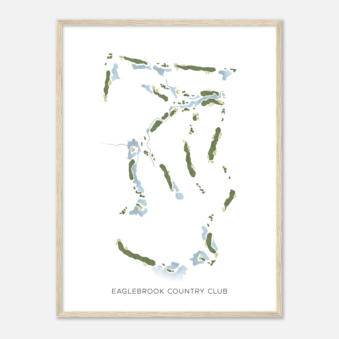Eaglebrook Country Club Minimalist Watercolor Golf Map Poster - Image 2