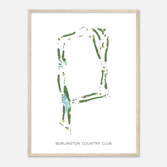 Burlington Country Club Vermont Modern Watercolor Map Golfer Gift Golf Wall Art Golf Poster Print Course Layout