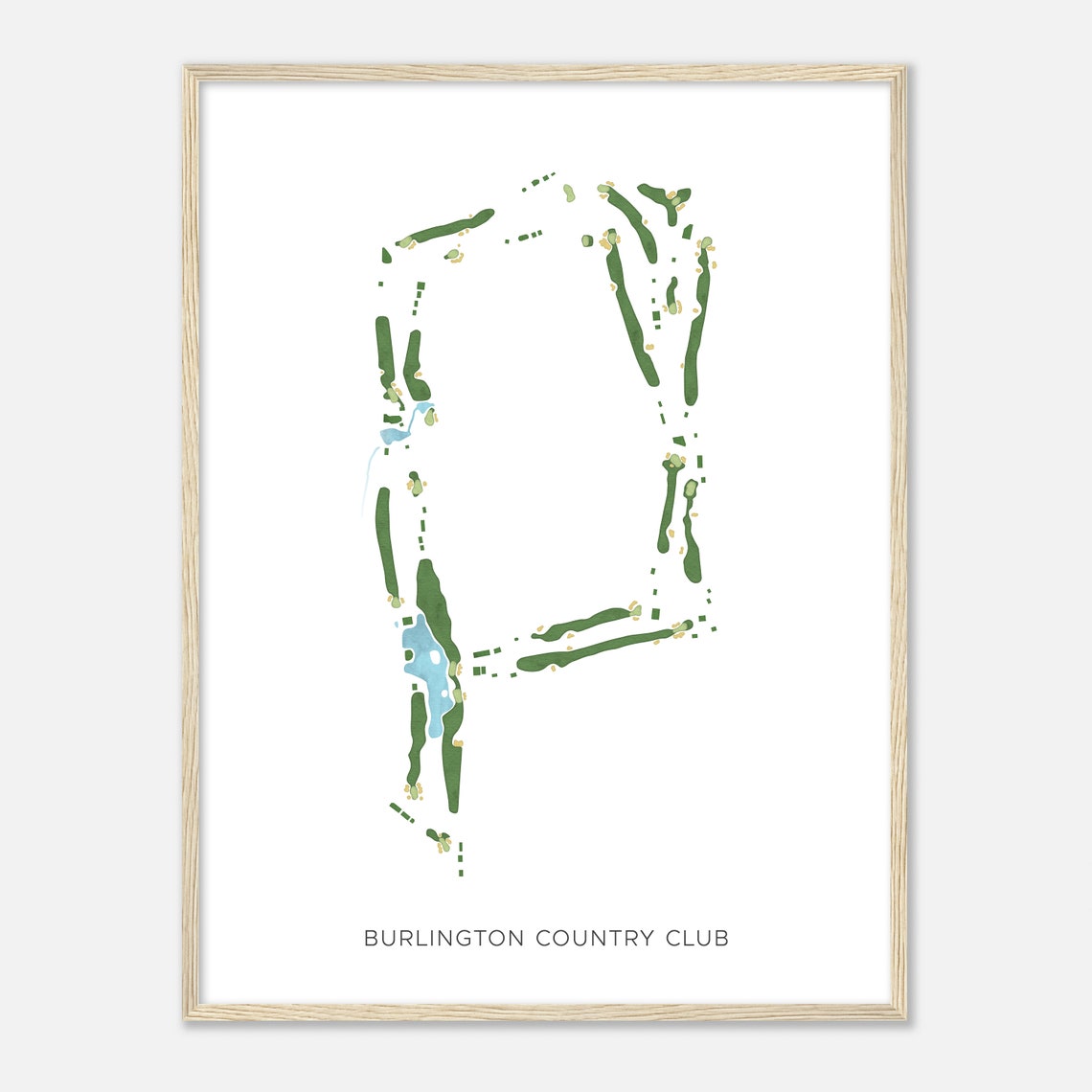 Burlington Country Club Watercolor Golf Course Map Poster Gift