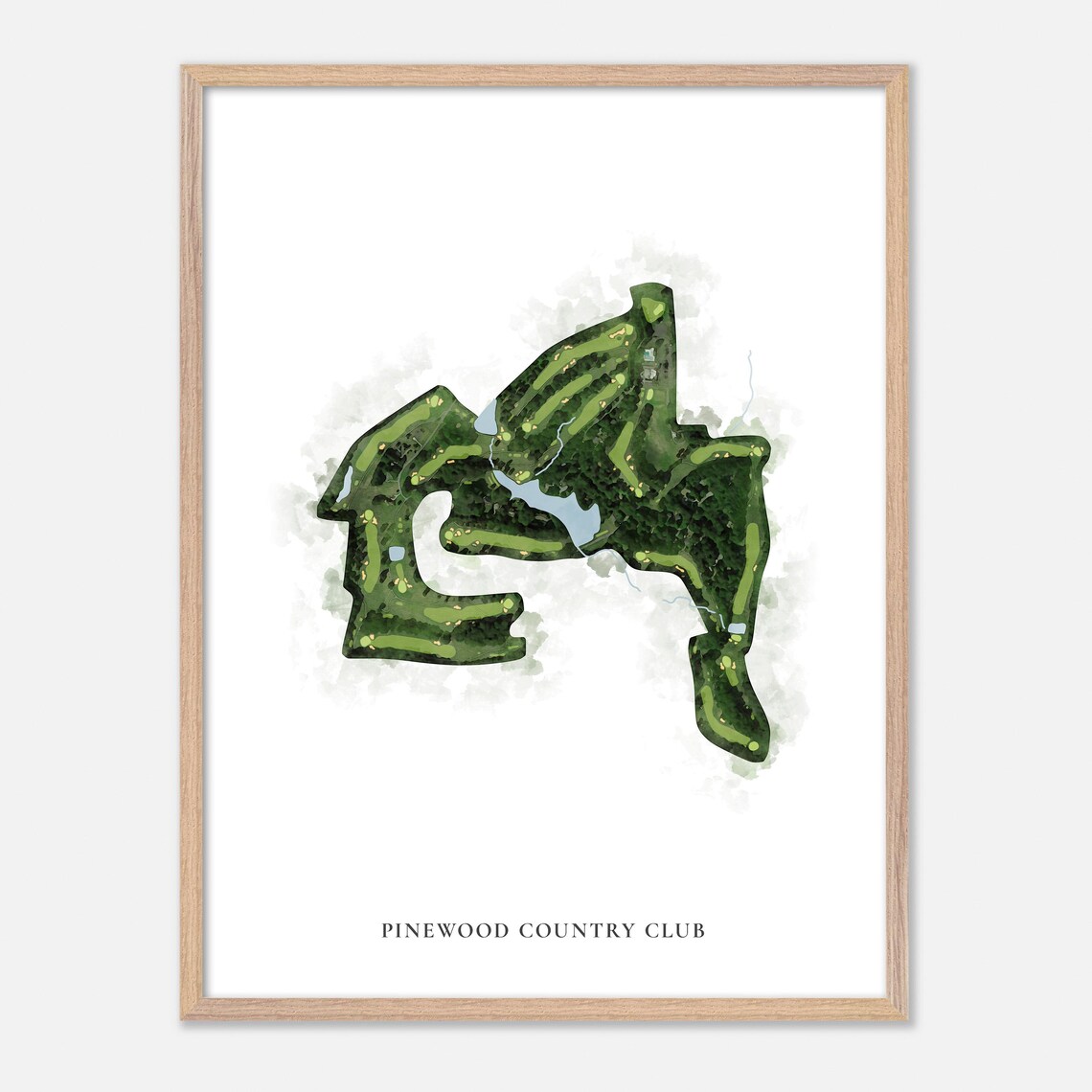Pinewood Country Club North Carolina Classic Watercolor Map Poster - Image 2